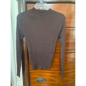 Banana Republic Brown Merino Wool Ribbed Mock Neck Sweater